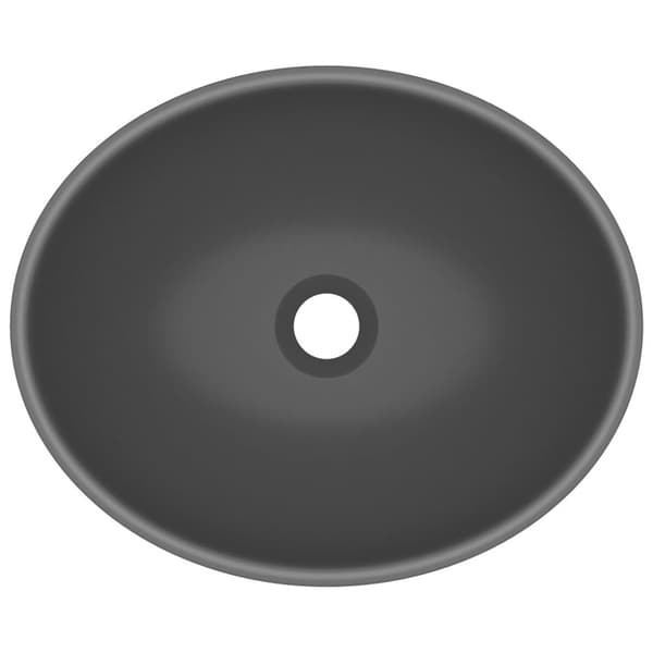 vidaXL luksuriøs håndvask 40x33 cm keramisk oval mat mørkegrå -  Badeværelsesvaske