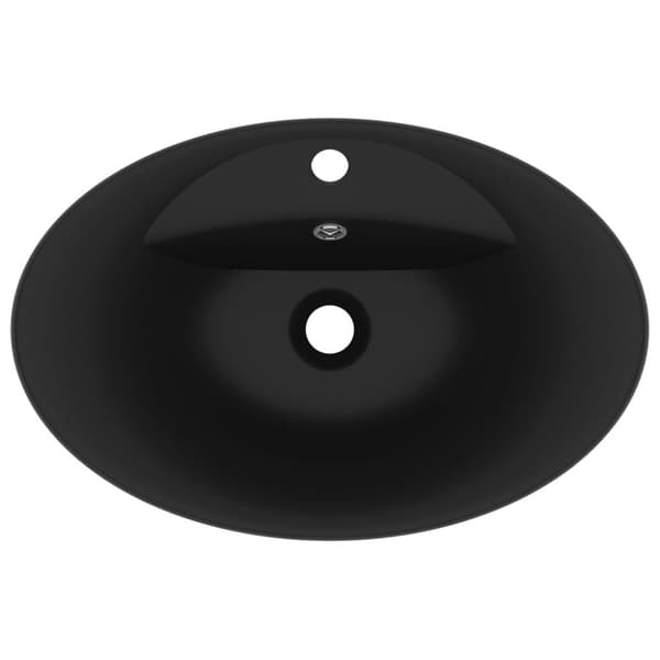vidaXL luksuriøs håndvask overløb 58,5x39 cm keramik oval mat sort -  Badeværelsesvaske