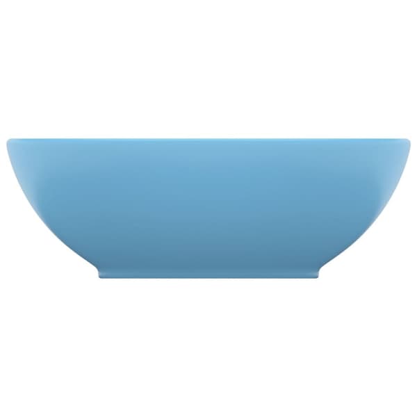 vidaXL luksuriøs håndvask 40x33 cm keramisk oval mat lyseblå -  Badeværelsesvaske
