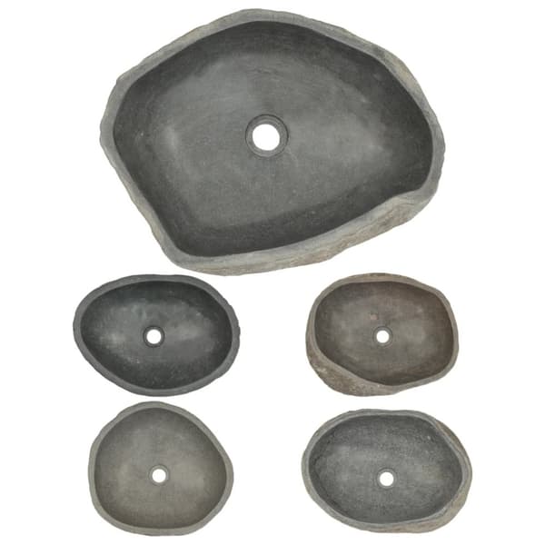 vidaXL håndvask 45-53 cm oval flodsten -  Badeværelsesvaske