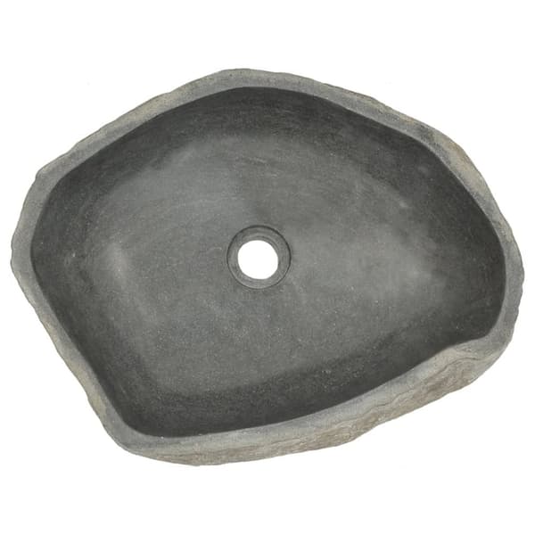 vidaXL håndvask 45-53 cm oval flodsten -  Badeværelsesvaske