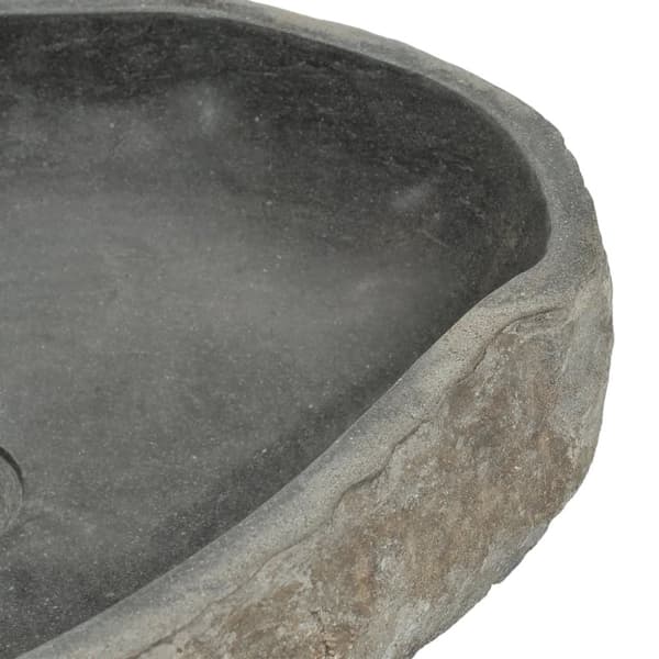 vidaXL håndvask 45-53 cm oval flodsten -  Badeværelsesvaske