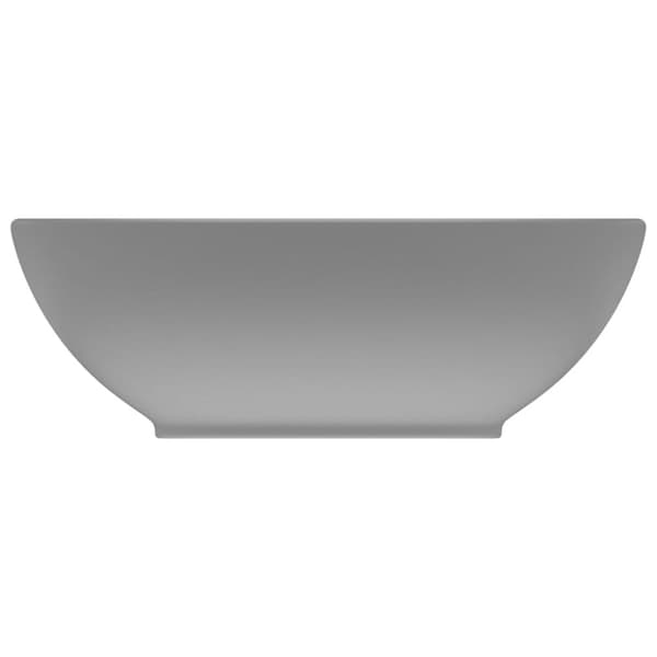 vidaXL luksuriøs håndvask 40x33 cm keramisk oval mat lysegrå -  Badeværelsesvaske
