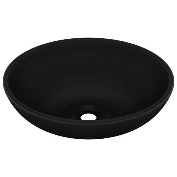 vidaXL luksuriøs håndvask 40x33 cm keramisk oval mat sort -  Badeværelsesvaske