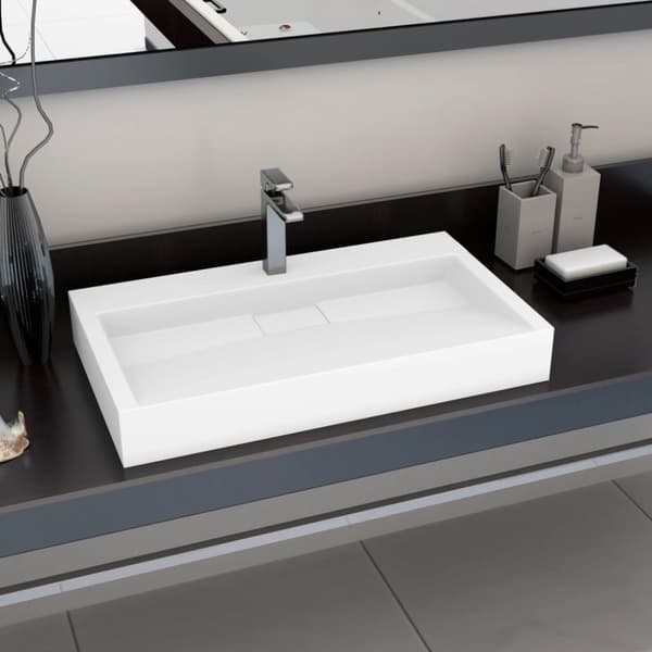 vidaXL Pesuallas 80x46x11 cm mineraali-/marmorivalu valkoinen -  Kylpyhuoneen pesualtaat
