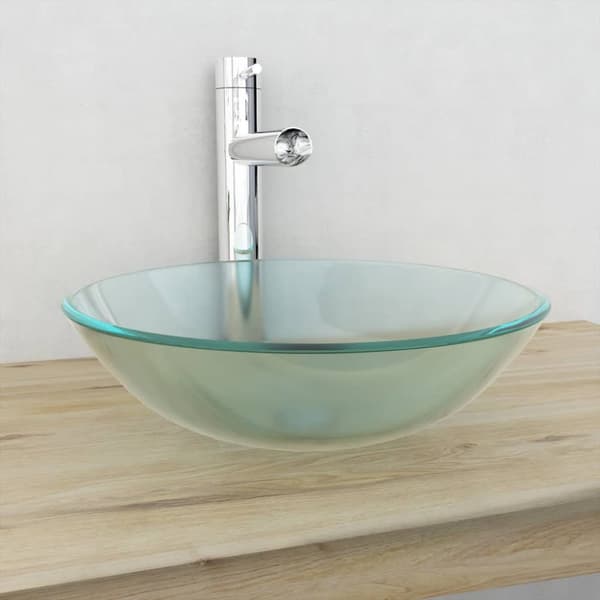 vidaXL håndvask i hærdet glas 42 cm matteret -  Badeværelsesvaske