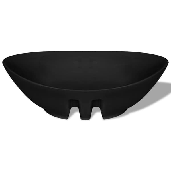 Sort Luksus Keramisk Basin Oval med overløb 59 x 38,5 cm -  Badeværelsesvaske