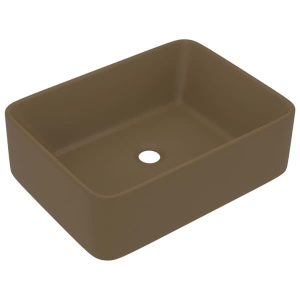 vidaXL luksushåndvask 41x30x12 cm keramik mat cremefarvet -  Badeværelsesvaske