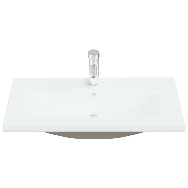 vidaXL Inbyggt handfat med blandare 81x39x18 cm keramik vit - Handfat