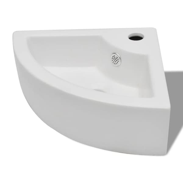 vidaXL håndvask med overløb 45 x 32 x 12,5 cm hvid -  Badeværelsesvaske
