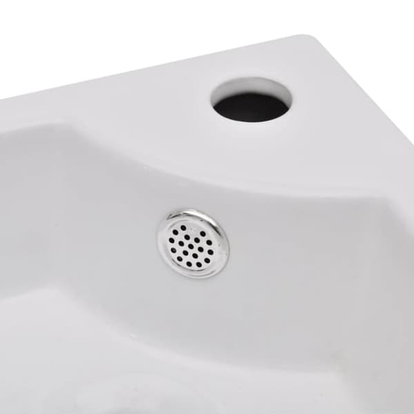 vidaXL håndvask med overløb 45 x 32 x 12,5 cm hvid -  Badeværelsesvaske