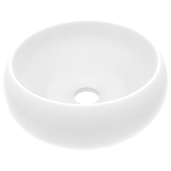 vidaXL luksuriøs håndvask 40x15 cm rund keramisk mat hvid -  Badeværelsesvaske