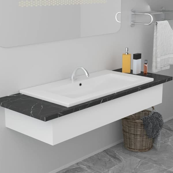 vidaXL indbygget håndvask 81x39,5x18,5 cm keramisk hvid -  Badeværelsesvaske