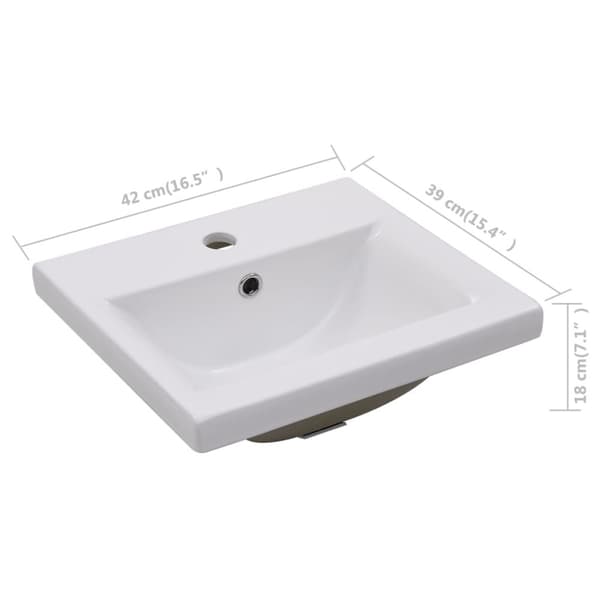vidaXL indbygget håndvask 42x39x18 cm keramisk hvid -  Badeværelsesvaske