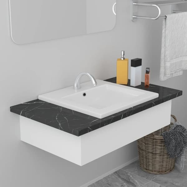 vidaXL indbygget håndvask 42x39x18 cm keramisk hvid -  Badeværelsesvaske