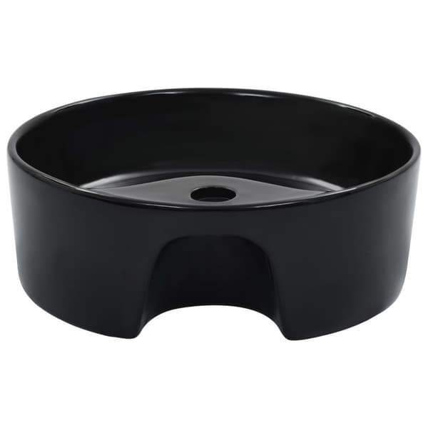 vidaXL håndvask med overløb 36 x 13 cm keramik sort -  Badeværelsesvaske