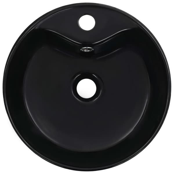 vidaXL håndvask med overløb 36 x 13 cm keramik sort -  Badeværelsesvaske