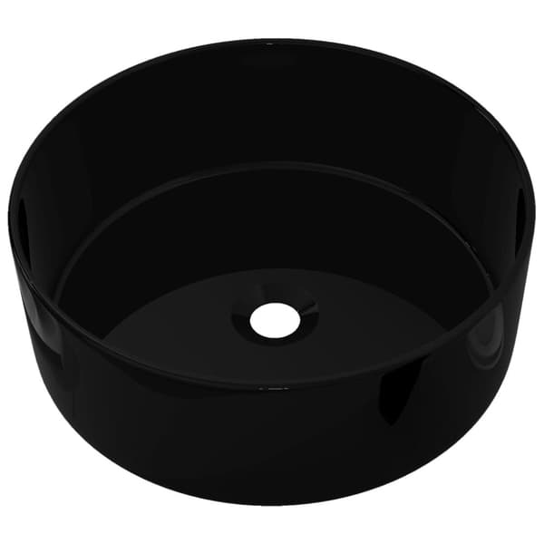 vidaXL håndvask keramik rund sort 40 x 15 cm -  Badeværelsesvaske