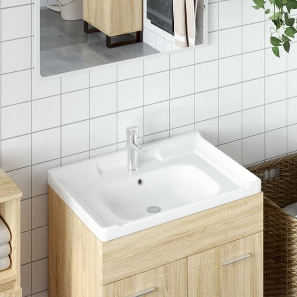 vidaXL badeværelsesvask 71x48x23 cm rektangulær keramisk hvid -  Badeværelsesvaske