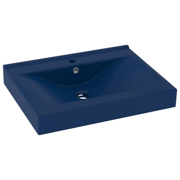 vidaXL luksuriøs håndvask m. vandhanehul 60x46 cm keramik mat mørkeblå -  Badeværelsesvaske