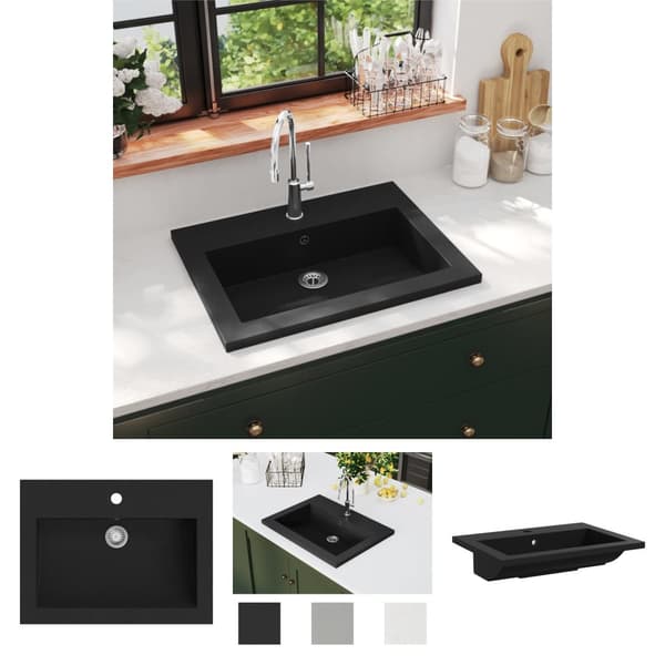 The Living Store håndvask 600x450x120 mm granit sort -  Badeværelsesvaske