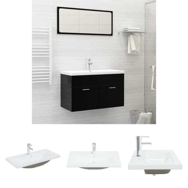 The Living Store Inbyggt handfat med blandare 81x39x18 cm keramik vit -  Handfat