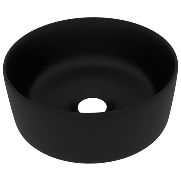 The Living Store luksuriøs håndvask 40x15 cm rund keramik mat sort -  Badeværelsesvaske