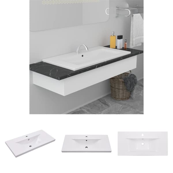 The Living Store indbygget håndvask 81x39,5x18,5 cm keramisk hvid -  Badeværelsesvaske