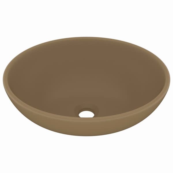 The Living Store luksuriøs håndvask 40x33 cm keramisk oval mat cremefarvet -  Badeværelsesvaske
