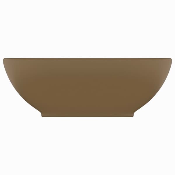 The Living Store luksuriøs håndvask 40x33 cm keramisk oval mat cremefarvet -  Badeværelsesvaske