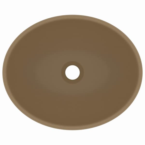 The Living Store luksuriøs håndvask 40x33 cm keramisk oval mat cremefarvet -  Badeværelsesvaske