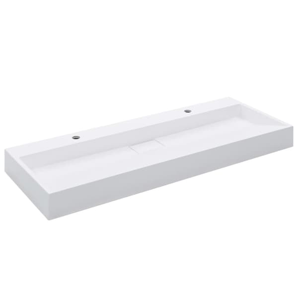 The Living Store Handfat 120x46x11 cm mineralgjuten vit - Handfat