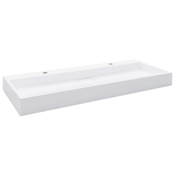 The Living Store Handfat 120x46x11 cm mineralgjuten vit - Handfat