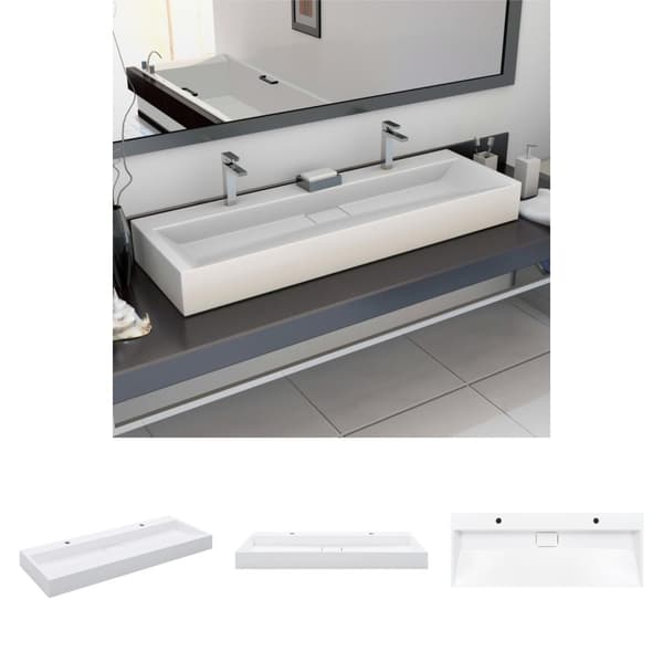 The Living Store Handfat 120x46x11 cm mineralgjuten vit - Handfat