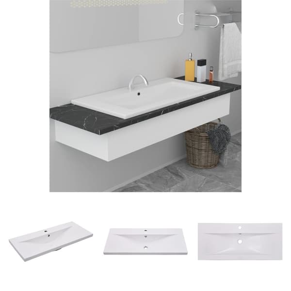 The Living Store indbygget håndvask 91x39,5x18,5 cm keramisk hvid -  Badeværelsesvaske