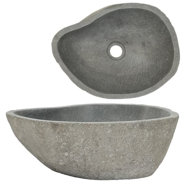 The Living Store håndvask 37-46 cm oval flodsten -  Badeværelsesvaske