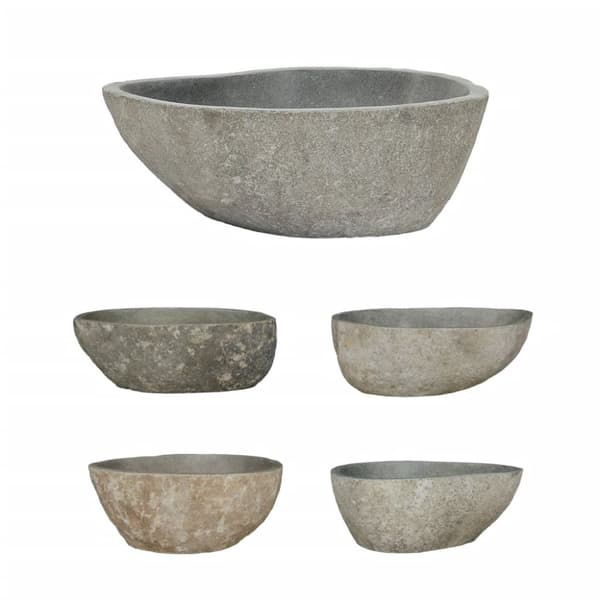 The Living Store håndvask 37-46 cm oval flodsten -  Badeværelsesvaske