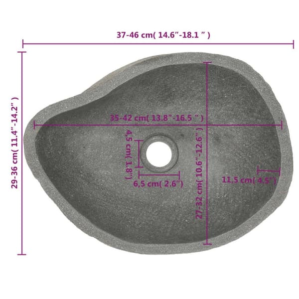 Badeværelsesvaske - Living håndvask 37-46 cm oval flodsten
