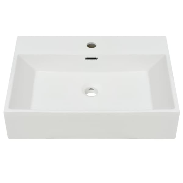 Badeværelsesvaske - Living håndvask med hul til vandhane keramik 60,5x42,5x14,5 cm hvid