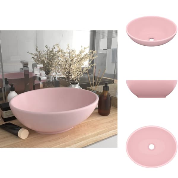 Badeværelsesvaske - Living luksuriøs håndvask 40x33 cm keramisk oval mat pink