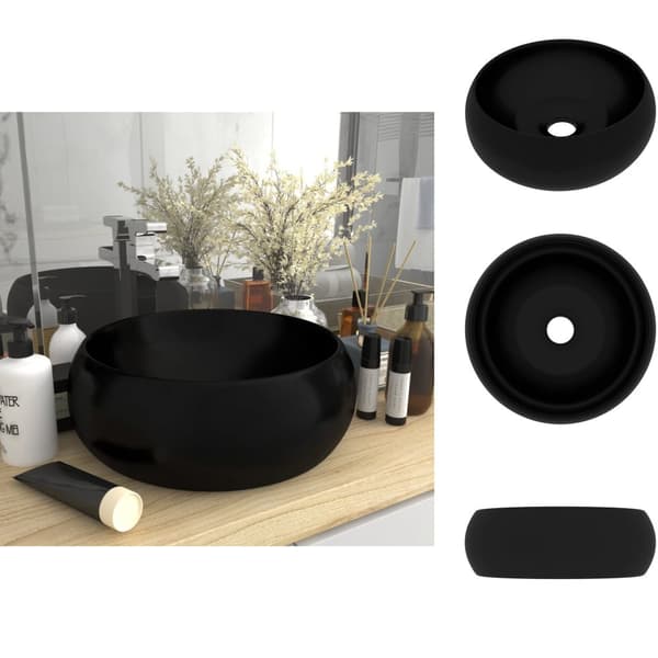 Badeværelsesvaske - Living luksuriøs håndvask 40x15 cm rund keramik mat sort
