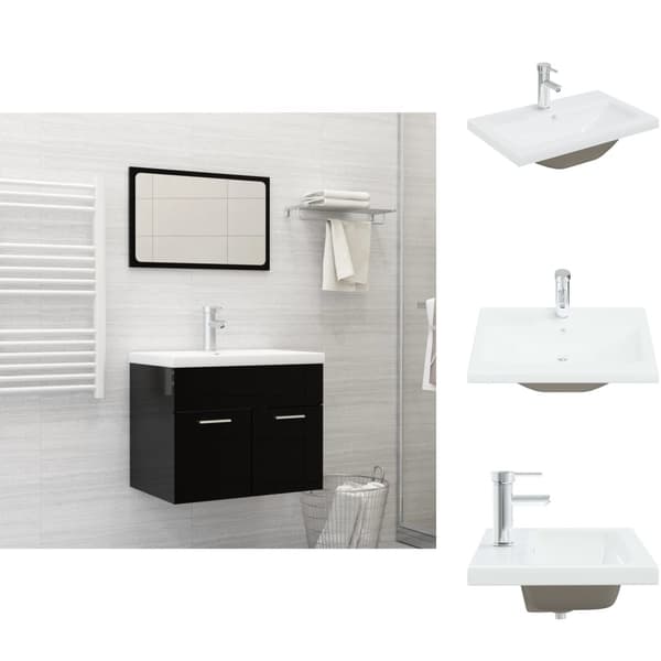 Badeværelsesvaske - Living indbygget håndvask med hane 61x39x18 cm keramisk hvid