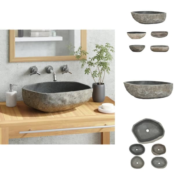 Badeværelsesvaske - Living håndvask 45-53 cm oval flodsten