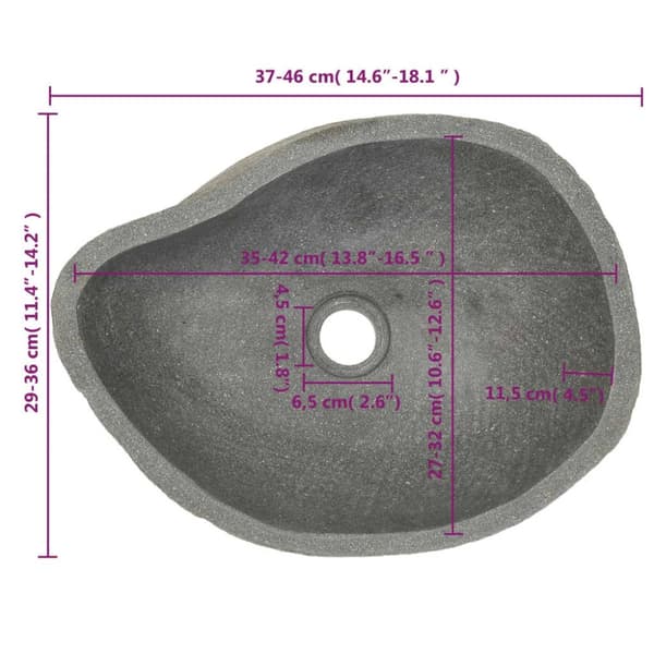 Badeværelsesvaske - Living håndvask 37-46 cm oval flodsten