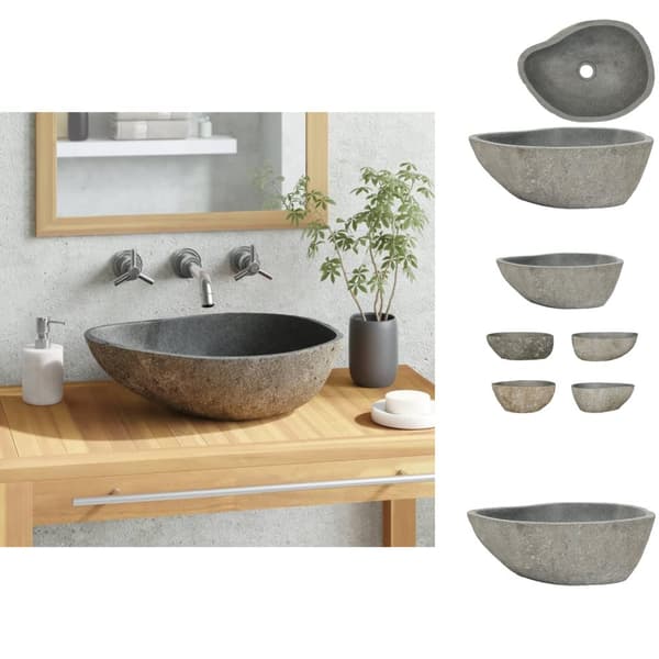 Badeværelsesvaske - Living håndvask 37-46 cm oval flodsten