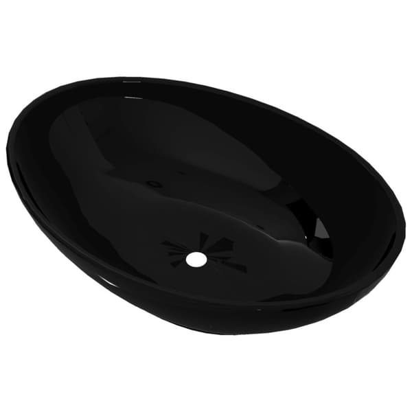 Badeværelsesvaske - Living keramisk luksushåndvask oval sort 40 x 33 cm