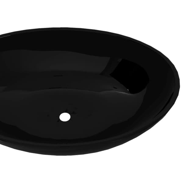 Badeværelsesvaske - Living keramisk luksushåndvask oval sort 40 x 33 cm