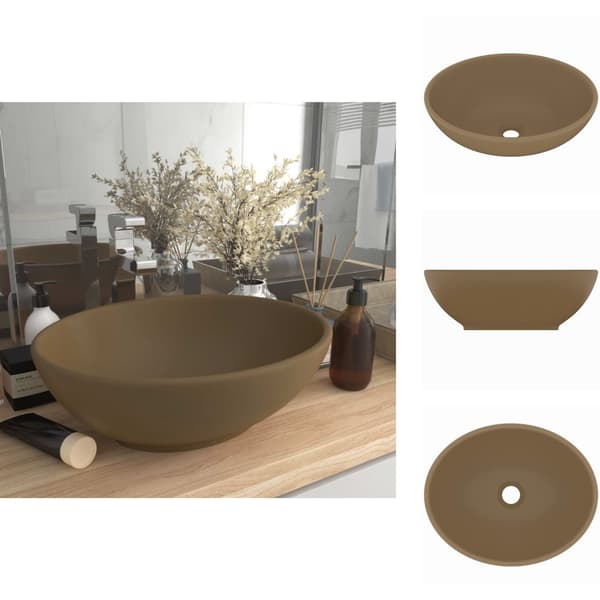 Badeværelsesvaske - Living luksuriøs håndvask 40x33 cm keramisk oval mat cremefarvet