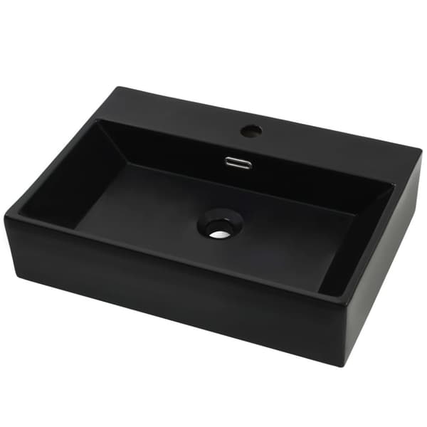 Badeværelsesvaske - Living håndvask med vandhanehul keramik 60,5 x 42,5 x 14,5 cm sort