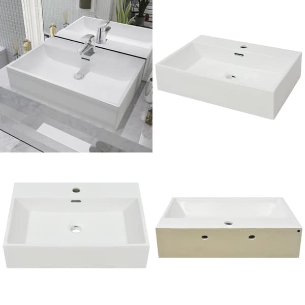Håndvask med hul til vandhane keramik 60,5x42,5x14,5 cm hvid - Håndvask - Håndvaske - Home & Living